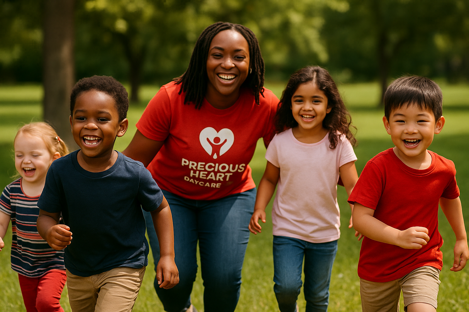 Children and teachers enjoying outdoor playtime